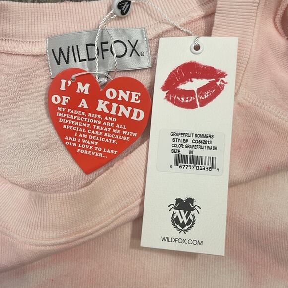 NWT Wild Fox distressed Multi Color Pink, Coral and beige sweatshirt Size: M - Picture 11 of 11
